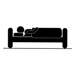 black silhouette pictogram person in bed sleeping vector illustration