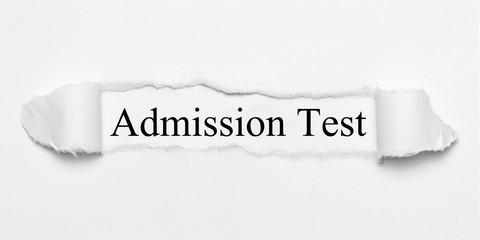 Admission Test on white torn paper
