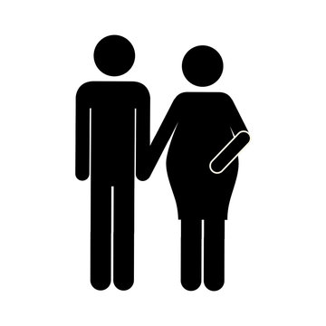 Black Silhouette Pictogram Woman Pregnant And Man Vector Illustration