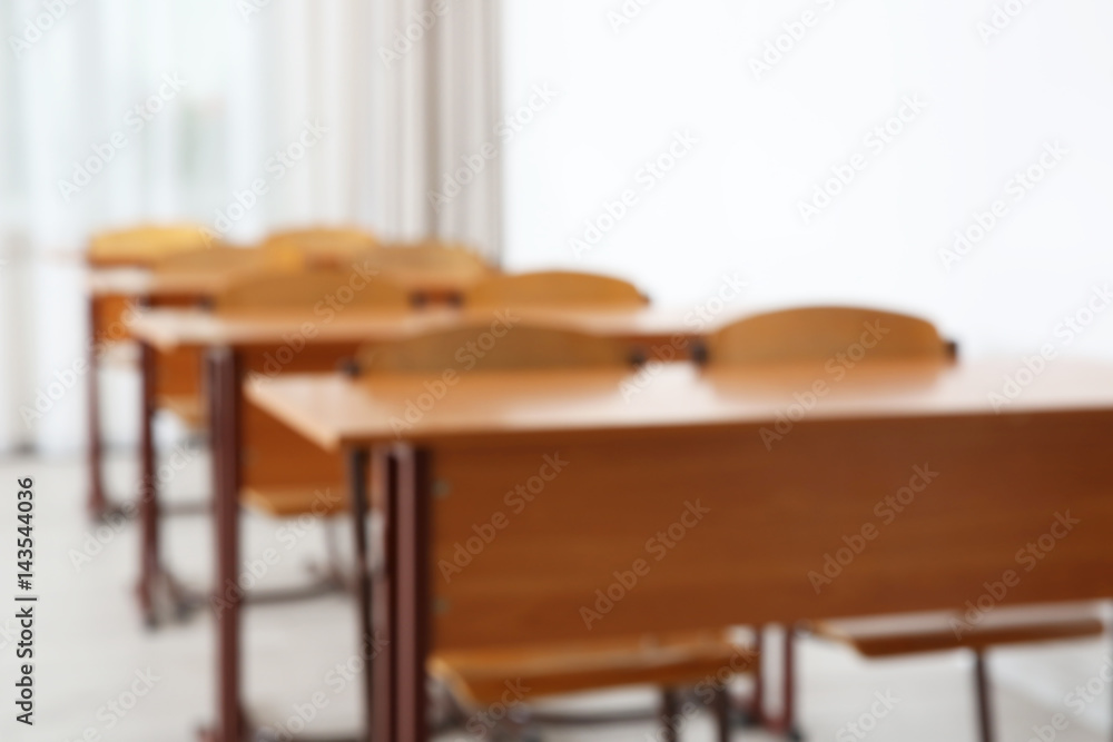 Wall mural Blurred view of school classroom interior