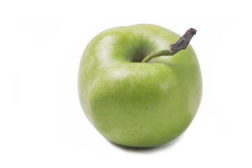 One large whole green young apple