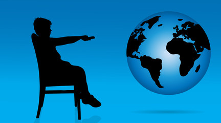 Vector silhouette of boy.