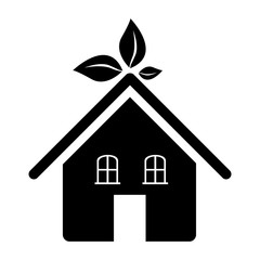 black silhouette of ecological house vector illustration