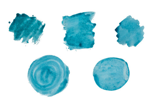 Blue watercolor backgrounds. Hand drawn abstract design elements