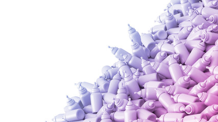 Fototapeta premium Infinite baby bottles background, original 3d rendering