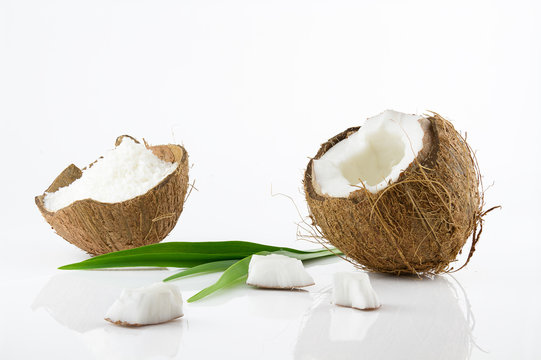 Ripe and appetizing coconut isolated on white background