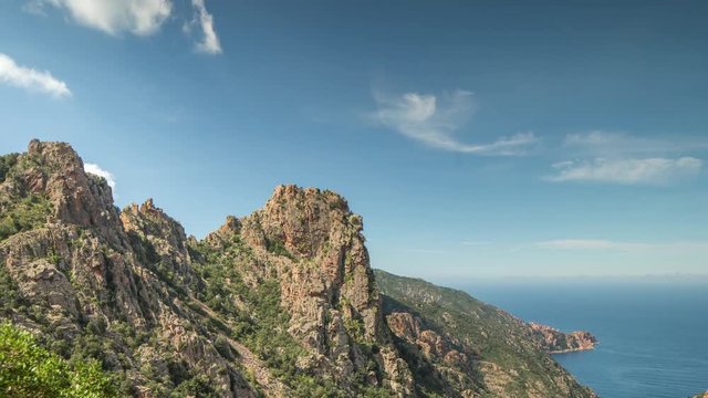 beautiful wild coastline of the Calanches de Piana in Corsica, France. This video is shot with motion on a slider