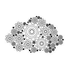 silhouette pinions and gears set collection vector illustration