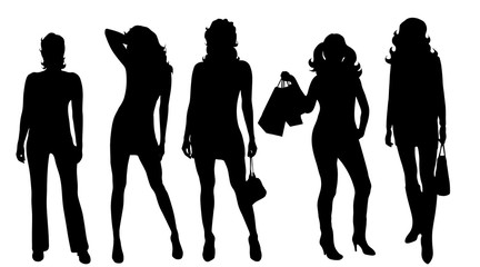 Vector silhouette of people on white background.