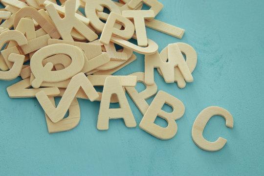 Set of a wooden letters of the English alphabet