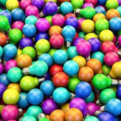 Infinite bulbs background, 3d rendering