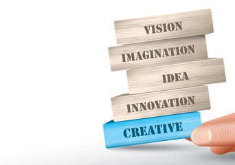 Creative concept fall of the wooden blocks tower