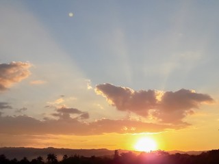 Sunset behind mountain