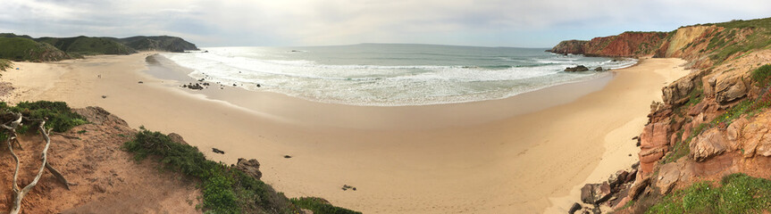 Panoramic of beach in the southwest Algarve, Portugal