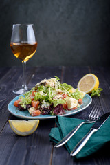 Caesar salad with salmon