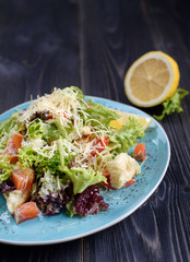 Caesar salad with salmon