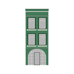 Beautiful detailed linear cityscape collection with townhouses. Small town street with victorian building facades. Template for web, graphic, game and motion design. Vector illustration
