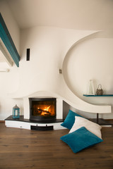 Fireplace in modern home