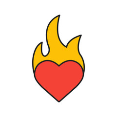 Burning heart color icon
