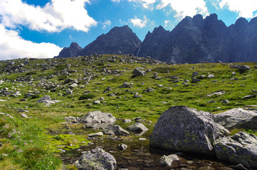 Fototapeta na wymiar Summer mountain landscape in the High Tatras in Slovakia.
