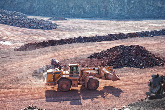 view into a quarry mine of porphyry rock