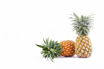 Fototapeta premium ripe pineapple (Ananas comosus) on white background healthy pineapple fruit food isolated 