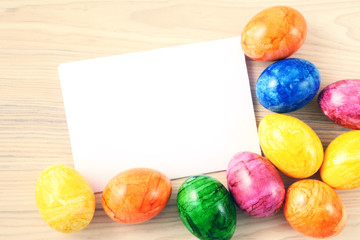 easter eggs with paper copy space