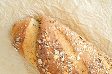 Close up of multigrain bread with seeds