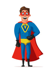 Superhero in uniform. Cartoon vector illustration