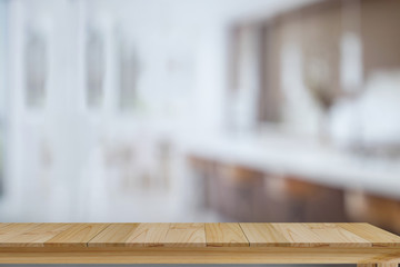 Empty Table on cafe background.For product display montage