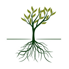 Green Tree with Leafs. Vector Illustration.