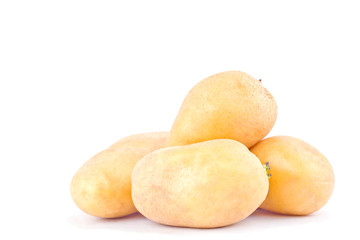 fresh  potatoes tubers on white background healthy potato Vegetable food isolated
