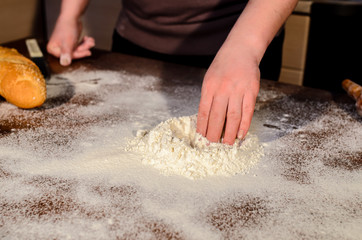 Dough preparation for baking.