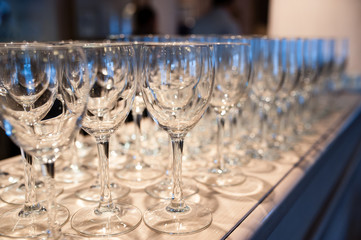 Composition of empty glasses for champagne