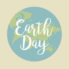 Earth Day. Vector illustration with the words, planets.