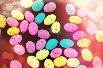 Fototapeta na wymiar Multicolored Easter eggs on black background