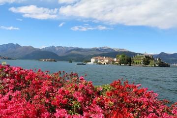 Lake Maggiore in spring view to Borromean Islands, Italy