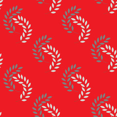 Fototapeta na wymiar Gray twig on red seamless pattern