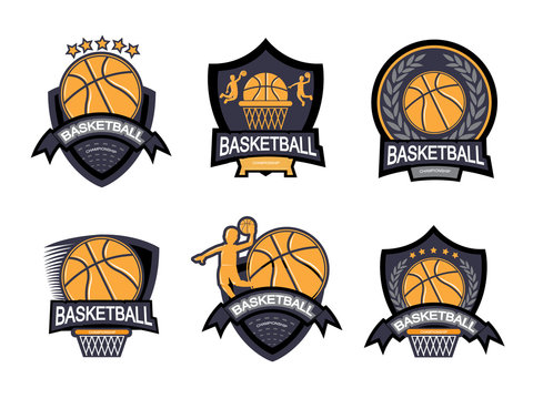 Illustration of basketball logo set