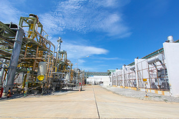 Industrial power plant with blue sky