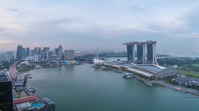 Singapore city skyline day to night timelapse, Singapore, 4K Time lapse