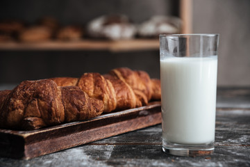 Pastries on dark wooden table