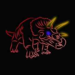 triceratops dinosaur pattern black background © eaohm
