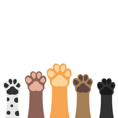 Paws up pets set isolated on white background. Vector illustration. - obrazy, fototapety, plakaty