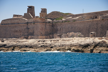 Fort, Malta. Small island.    