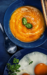 Homemade hot butternut squash soup