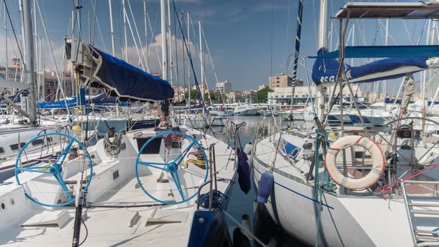 fishing boats and small yachts moored in the leisure port of palermo