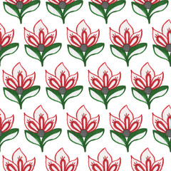 Watercolor seamless pattern in Indonesian fabric style