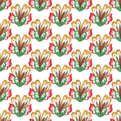 Watercolor seamless pattern in Indonesian fabric style