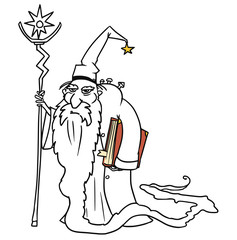 Cartoon Vector Medieval Fantasy Wizard Sorcerer or Royal Adviser